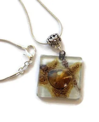 White, Brown and Purply Fused Glass pendant with lots of Bubble! Perfect Necklace, Easy to Match!