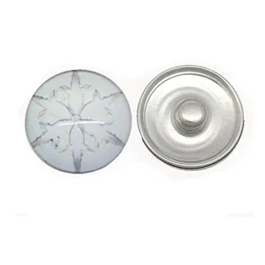 White Flower Design Glass Chunk Charm Button Fits Chunk Bracelet