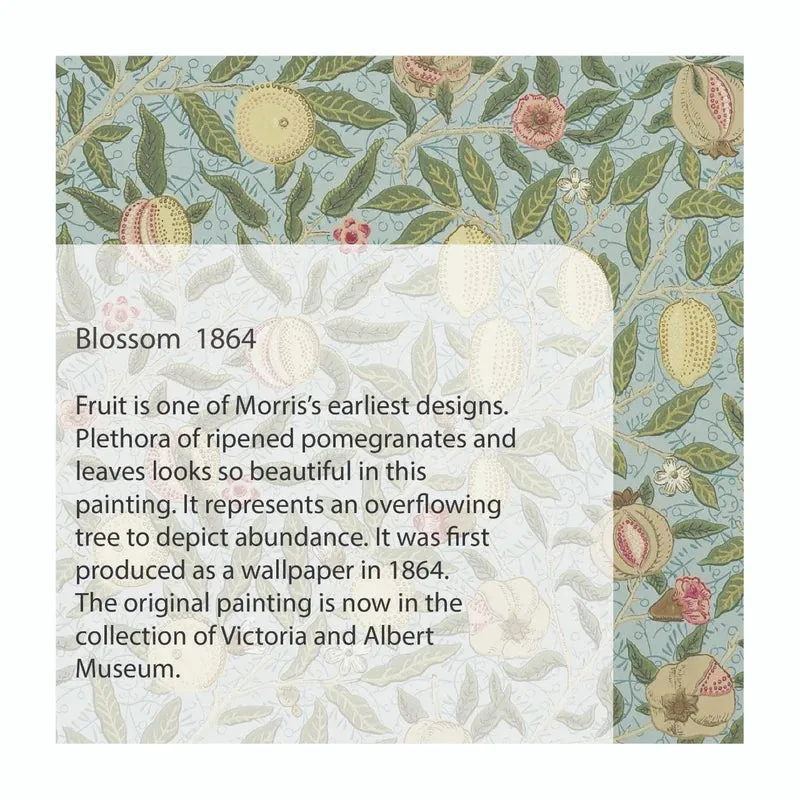 William Morris - Blossom Pod Vertical Silver Pendant With Chain by Moha