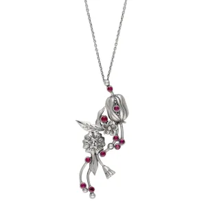 William Morris - Blossom Pod Vertical Silver Pendant With Chain by Moha