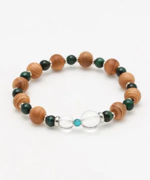 YAKUSUGI, Crystal, Green Tiger Eye Bracelet