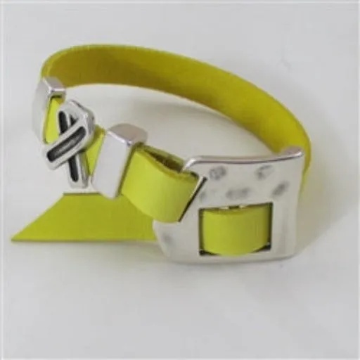 Yellow Awareness Ribbon Leather Bracelet Adjustable Buckle Clasp